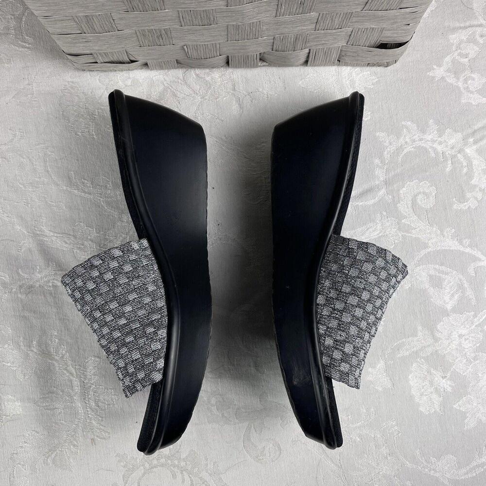 Nine West Womens Shoes Size 8.5 Silver Metaalic Textile Fabric Slide Wedge Heel - Picture 8 of 13